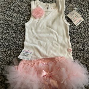 RuffleButts bodysuit and tulle ruffled accent bloomers.  Both item are NWT 6-12m